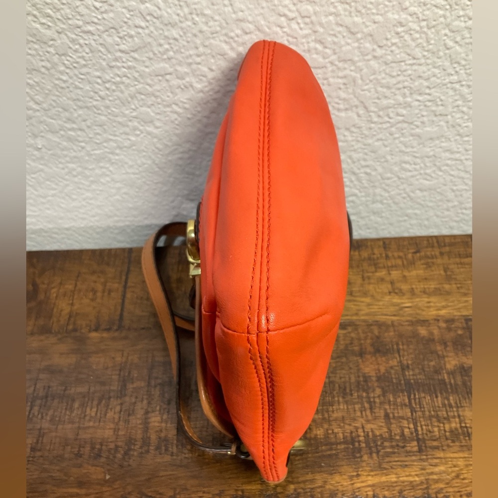 Coach POPPY Colorblock Leather Flap Crossbody Bag‎ #48941 Two Shades Orange - Picture 10 of 14